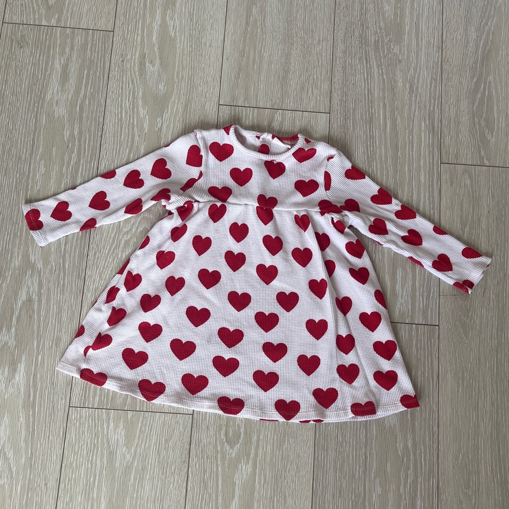 Spearmintlove Organic Waffle Simple Dress, Red Heart